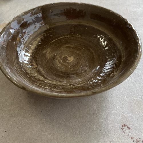 Textured glossy brown bowl